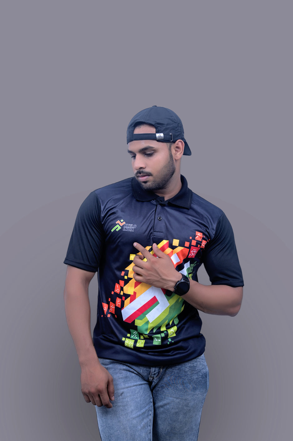Khelo India Full Black Tshirt